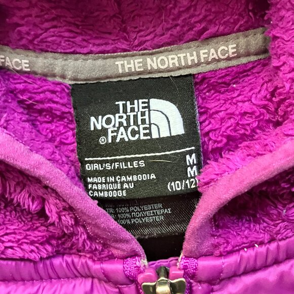 10/12 The North Face Girls Purple Fuzzy Hooded Jacket - Picture 2 of 4